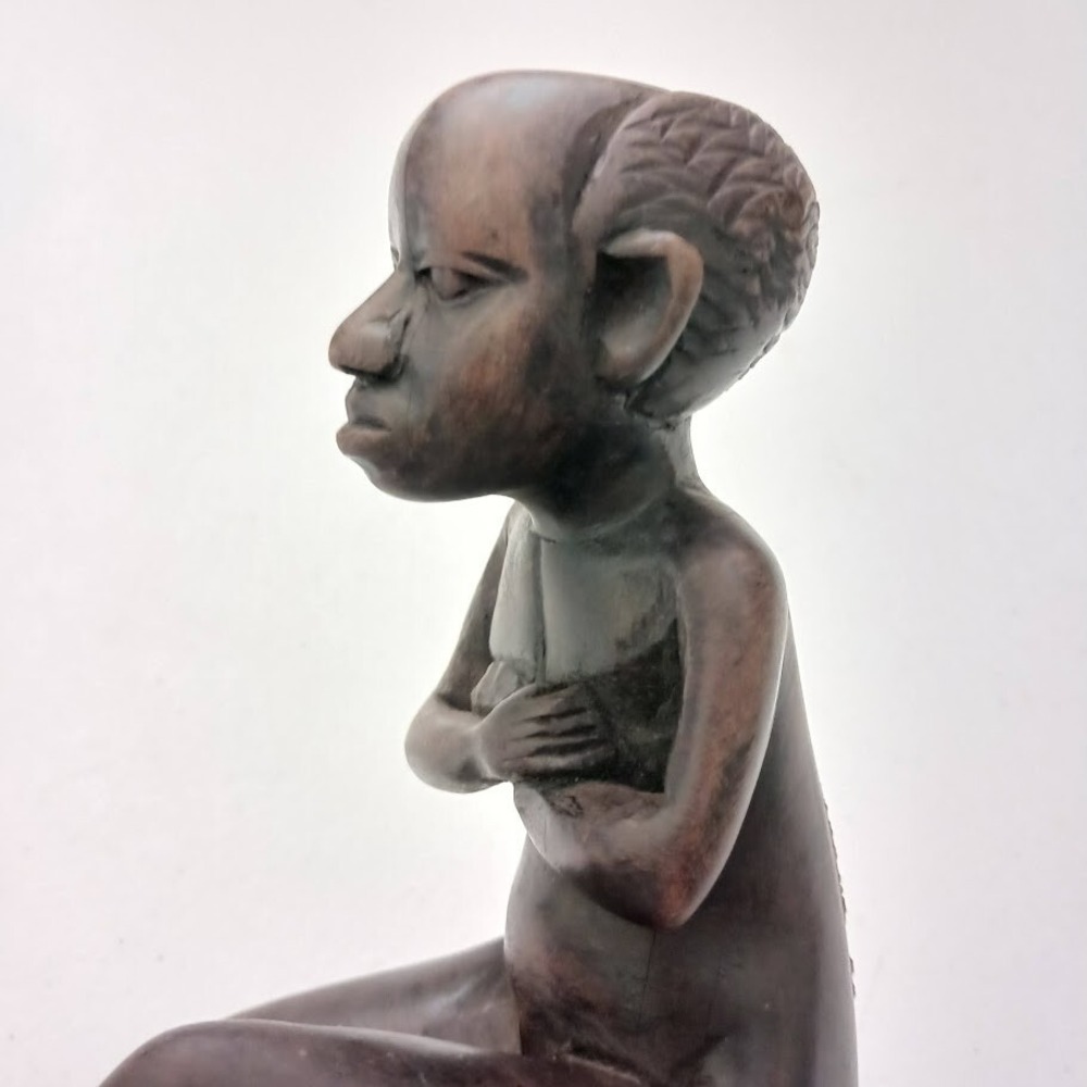 African Hand Carved Wooden Decorative Sculpture - Dark Wood - Home Decor, 6 inch